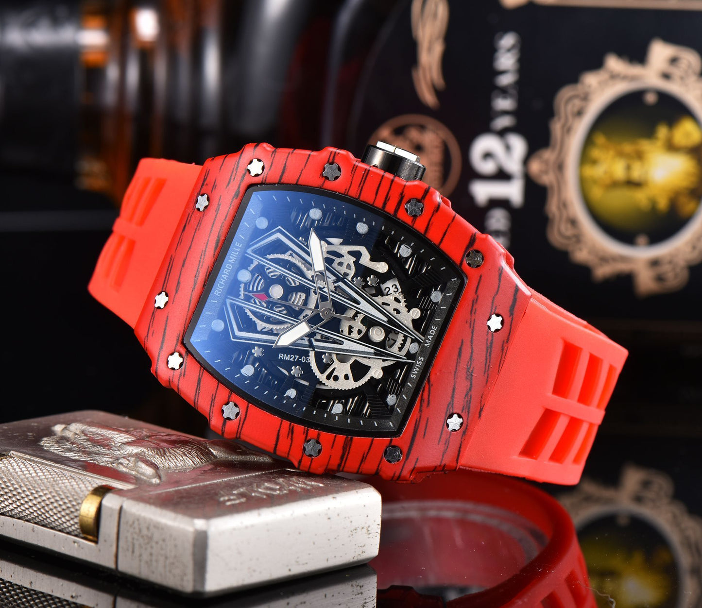 Reloj de cuarzo de silicona con forma de flor hueca