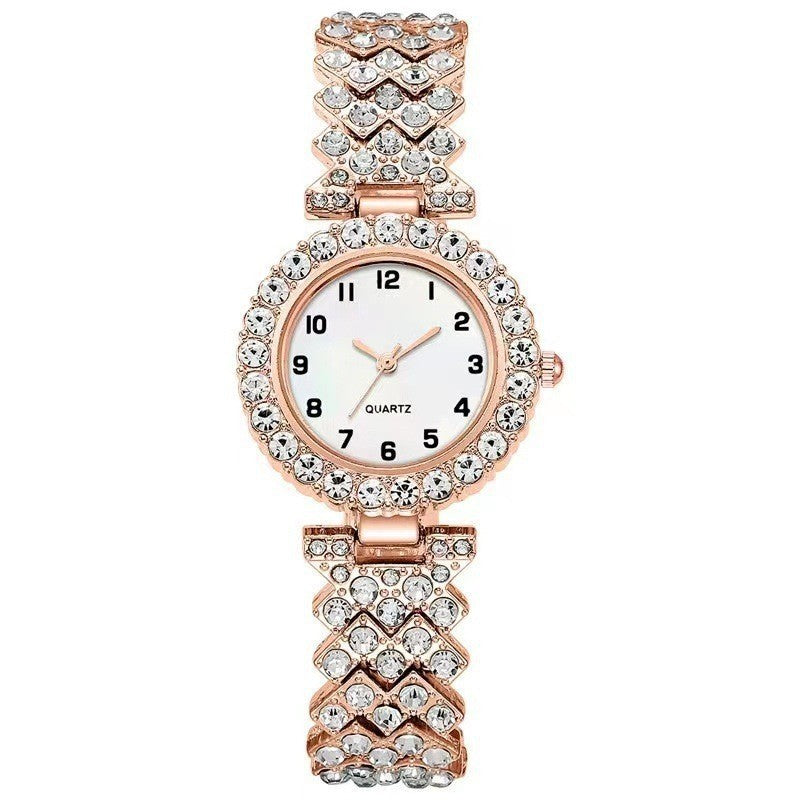 Reloj de pulsera con diamantes y números de moda para mujer