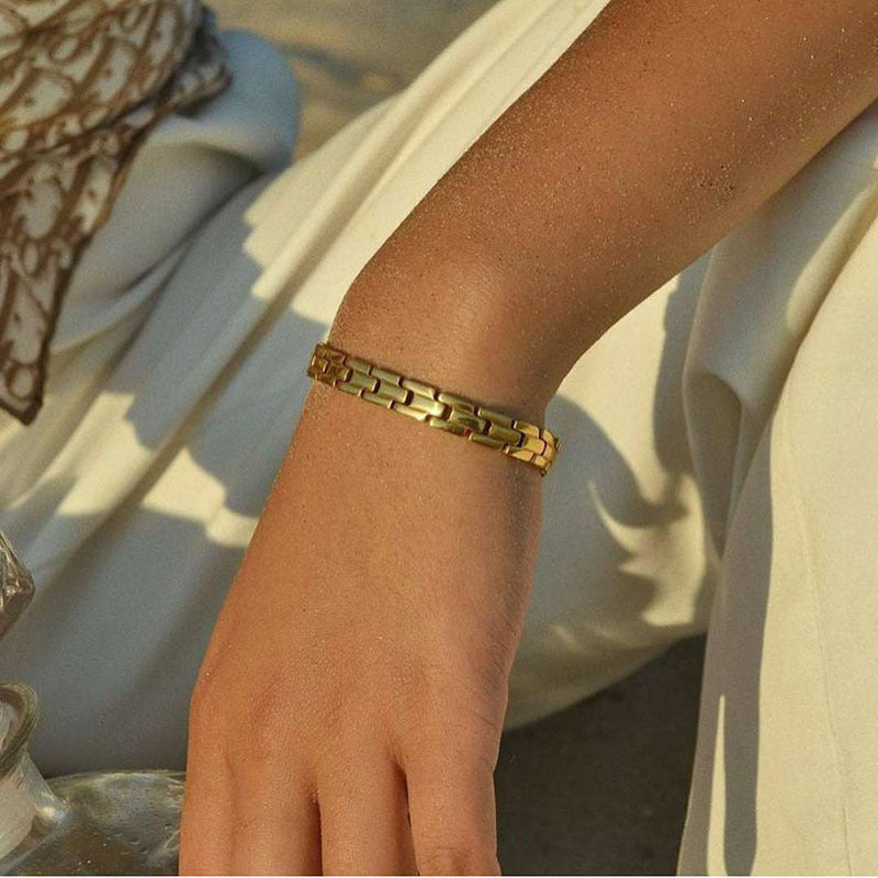 Correa de reloj de acero de titanio bañada en oro Pulsera de acero inoxidable