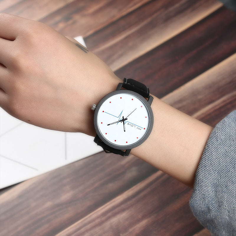 Reloj de cuarzo informal de moda para amantes de los cinturones con patrón de ECG simple y creativo para hombres y mujeres estudiantes