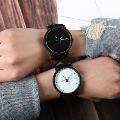 Reloj de cuarzo informal de moda para amantes de los cinturones con patrón de ECG simple y creativo para hombres y mujeres estudiantes
