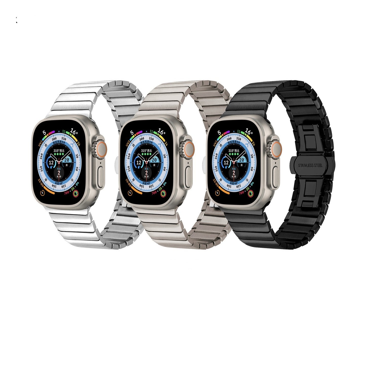 Adecuado para Smartwatch 8 Correa de acero inoxidable con hebilla de lazo Correa de reloj de metal IWatch
