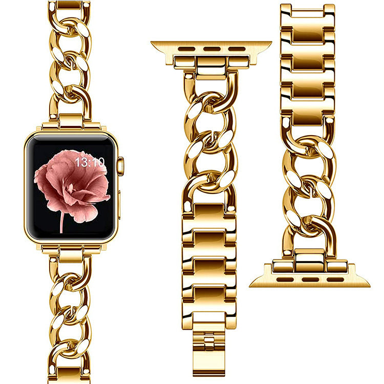 Reloj con cadena vaquera de una sola fila de metal con pequeño incienso