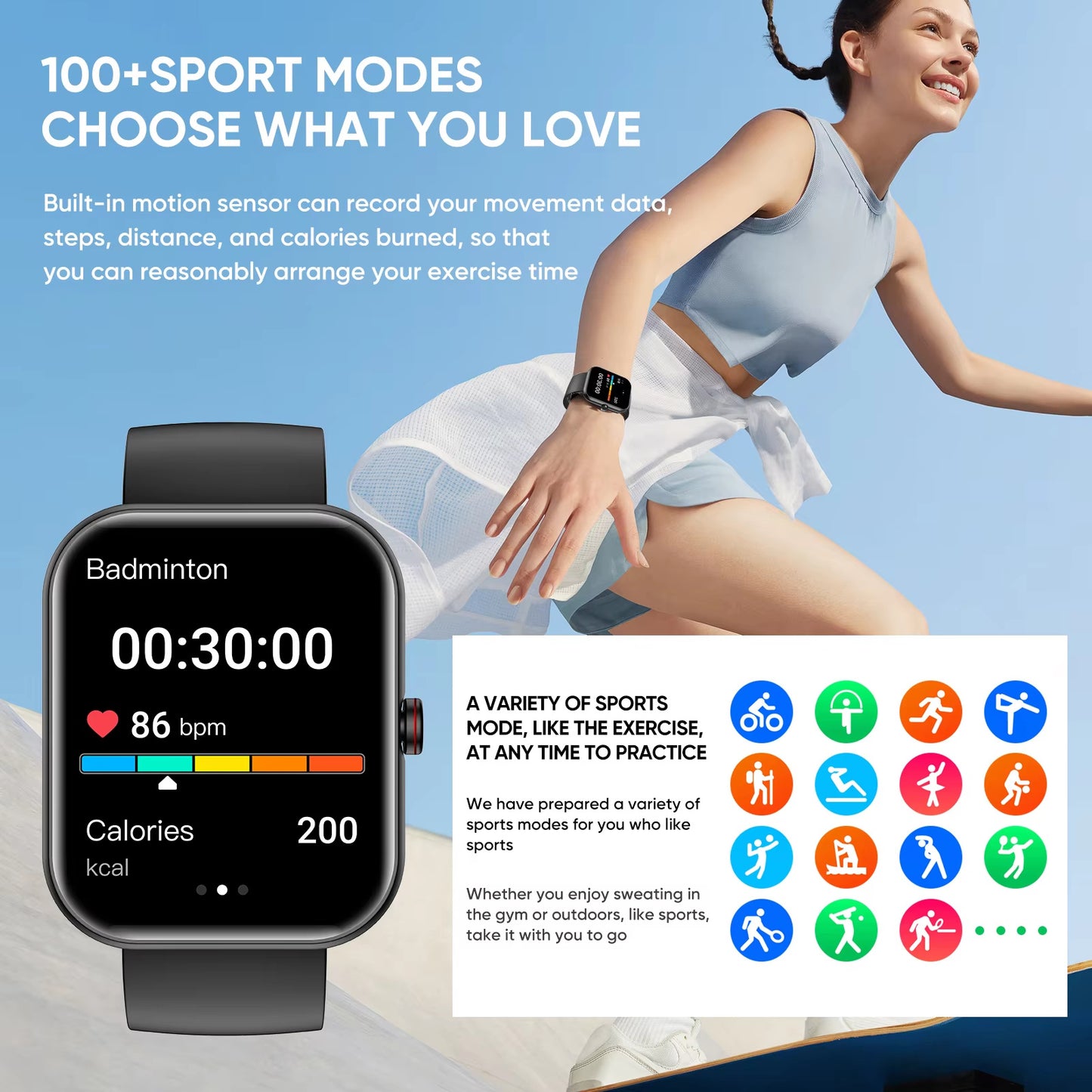 Reloj inteligente A221 con pantalla grande para hombre, reloj deportivo con llamadas Bluetooth, voz IA, rastreador de actividad física, reloj inteligente resistente al agua para mujer y hombre