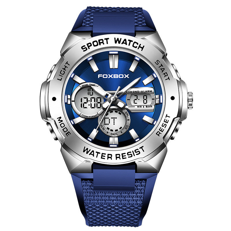 Reloj de cuarzo luminoso impermeable deportivo multifunción con doble pantalla para hombre