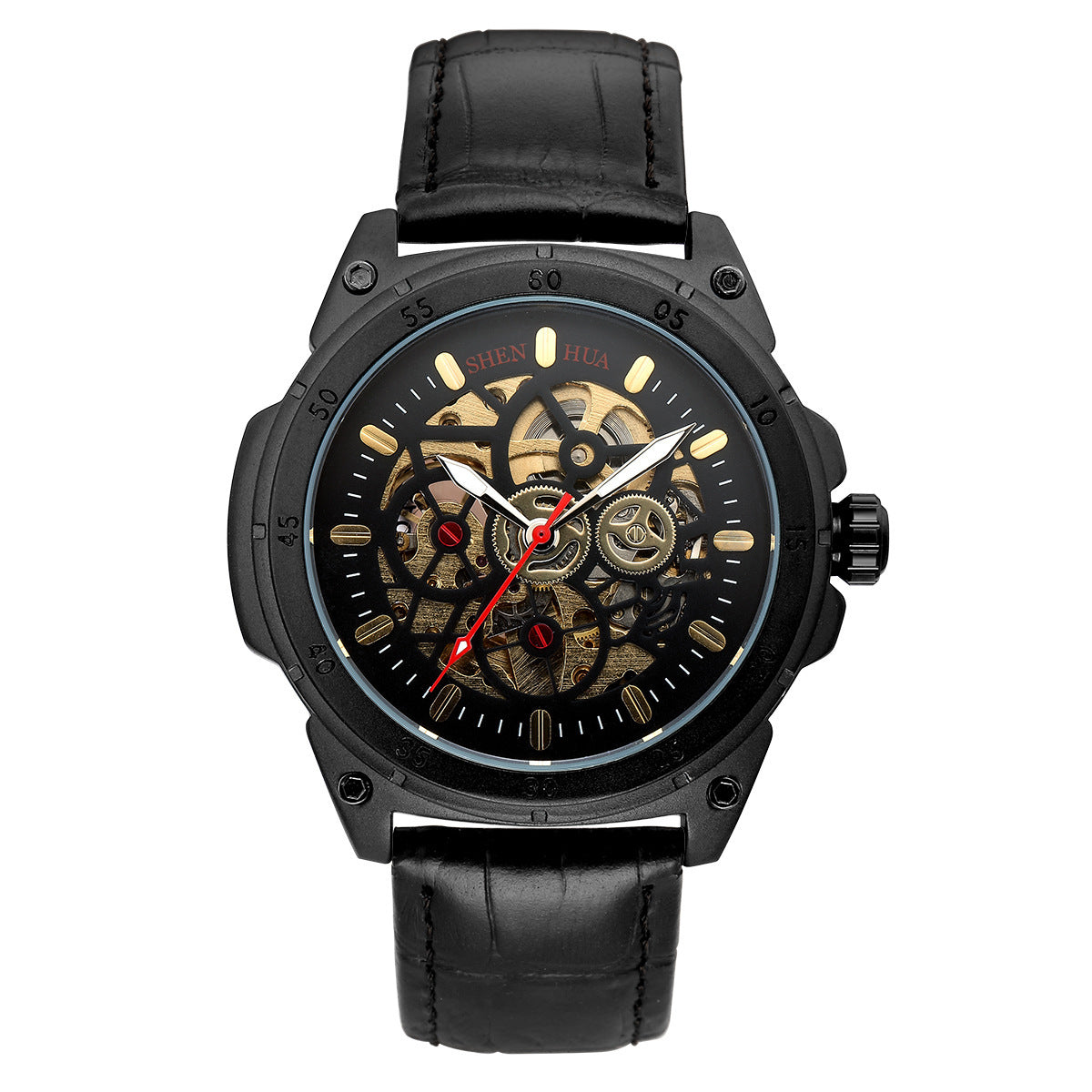 Men's Fashion Casual Hollow Nostalgic Style Automatic Mechanical Watch