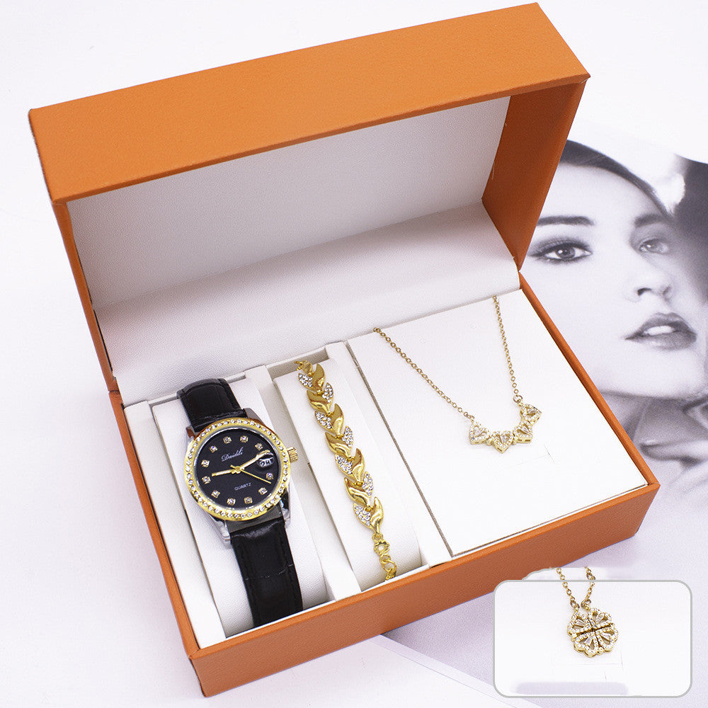 Reloj para mujer, nuevo conjunto de regalo, collar, pulsera, conjunto de tres piezas
