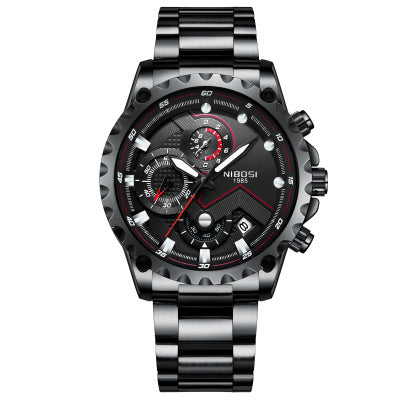 NIBOSI Three Eyes Six Hands Quartz Watch