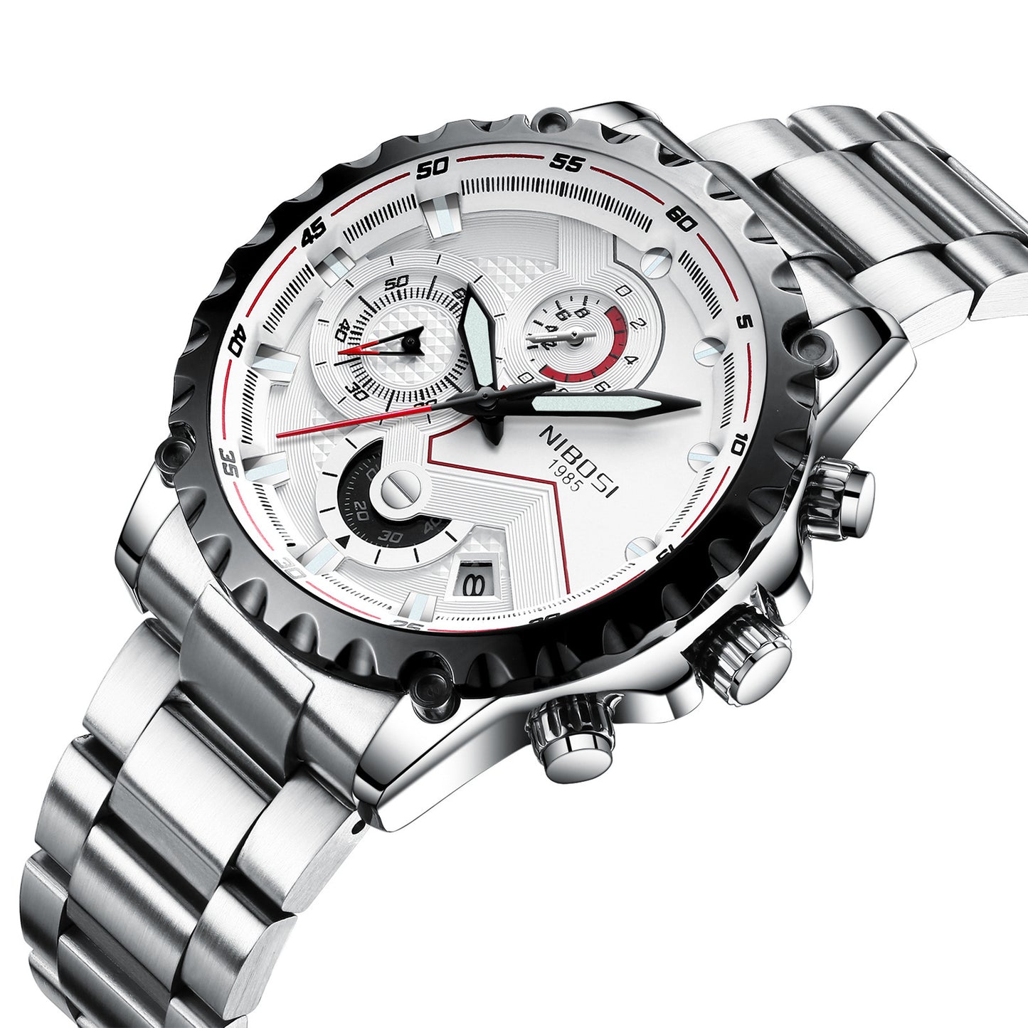 NIBOSI Three Eyes Six Hands Quartz Watch