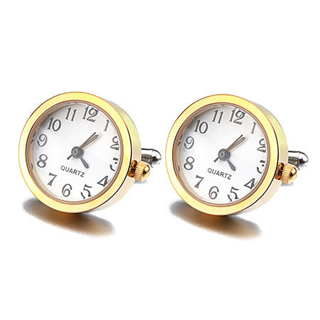 High Quality Men's Copper Plating Clock Round Cufflinks