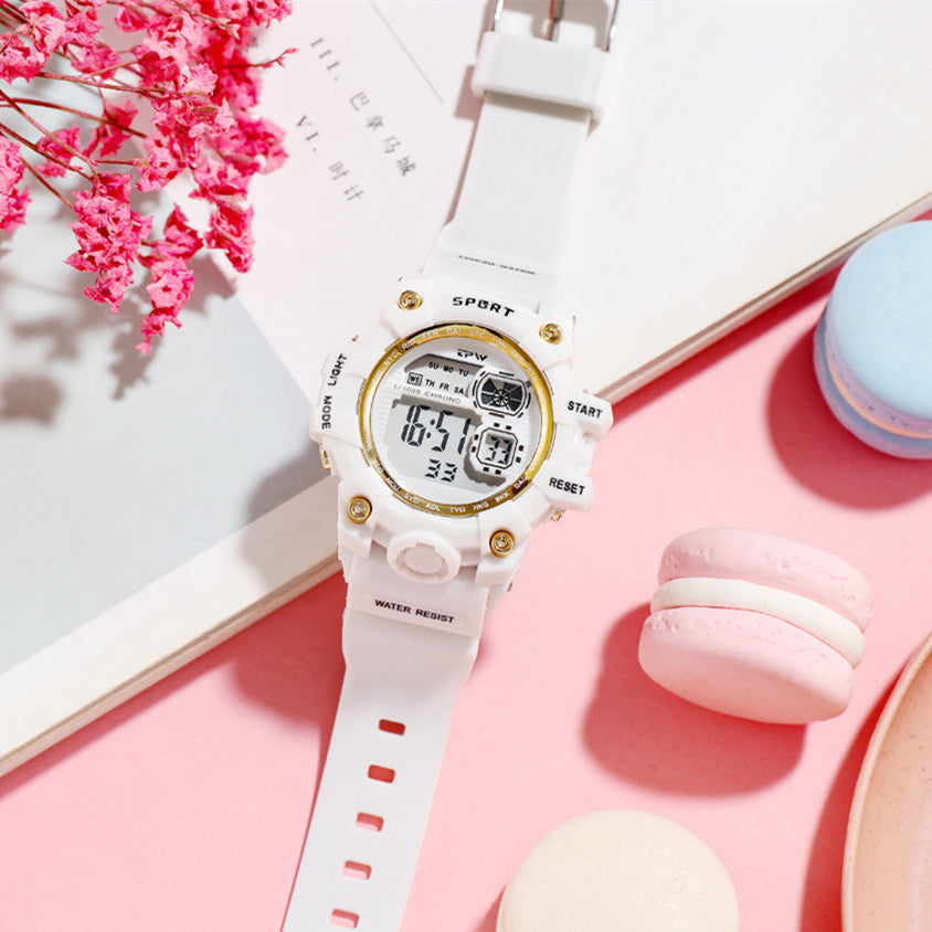 在庫あり 女の子 カップル LED 電子バシェット留めボタン カジュアル 防水腕時計 レディース 学生 電子