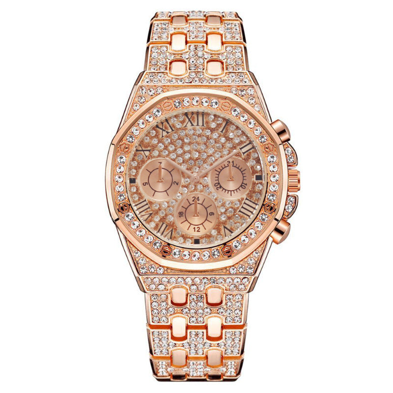 Reloj Tyrant Gold para hombre, con personalidad, resistente al agua, con correa de acero y diamantes de imitación