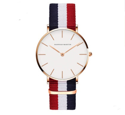 Reloj de cuarzo ultrafino con correa negra, informal, resistente al agua, para hombre y mujer