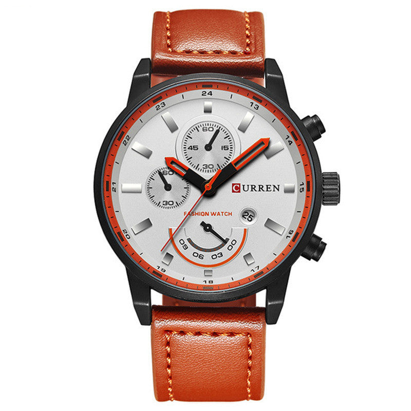 Reloj de cuarzo con calendario y correa para hombre informal