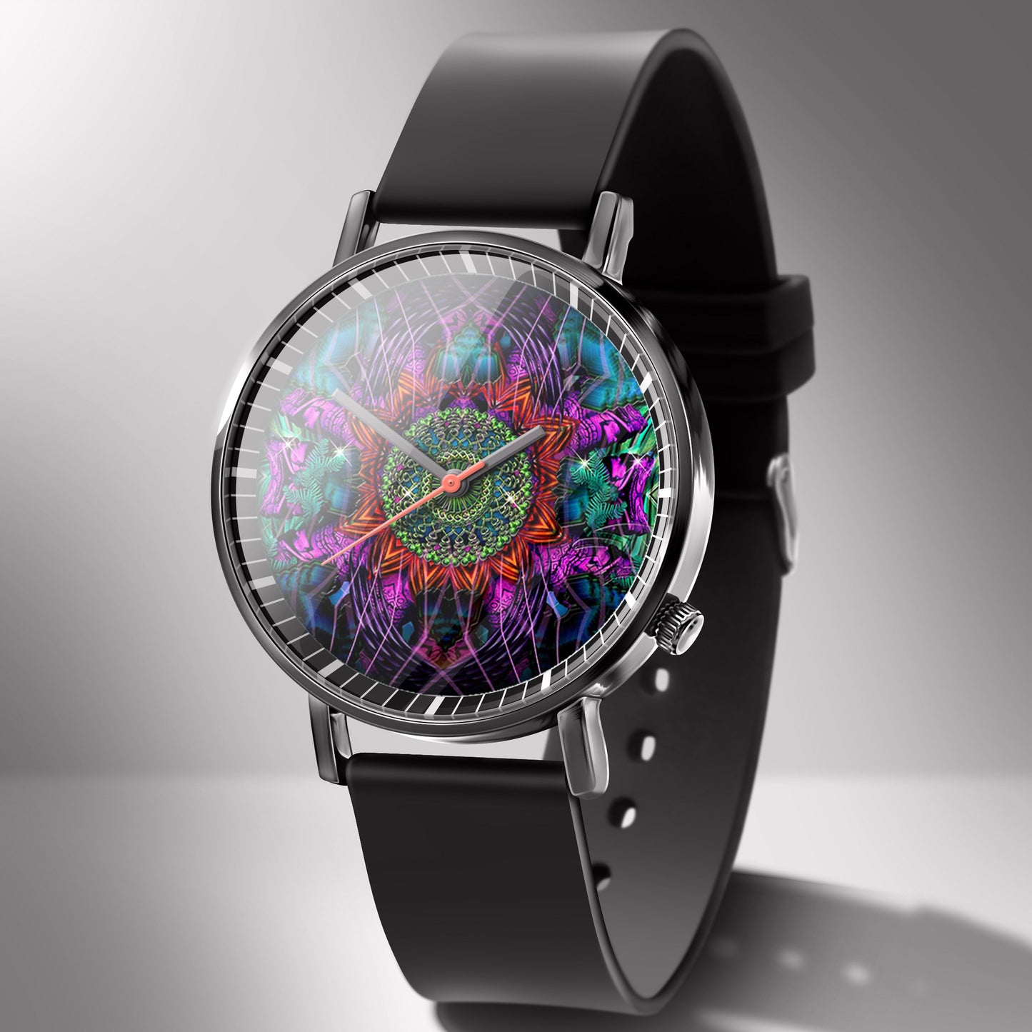 Reloj de negocios de cuarzo blanco con diseño de calavera y cielo estrellado en color