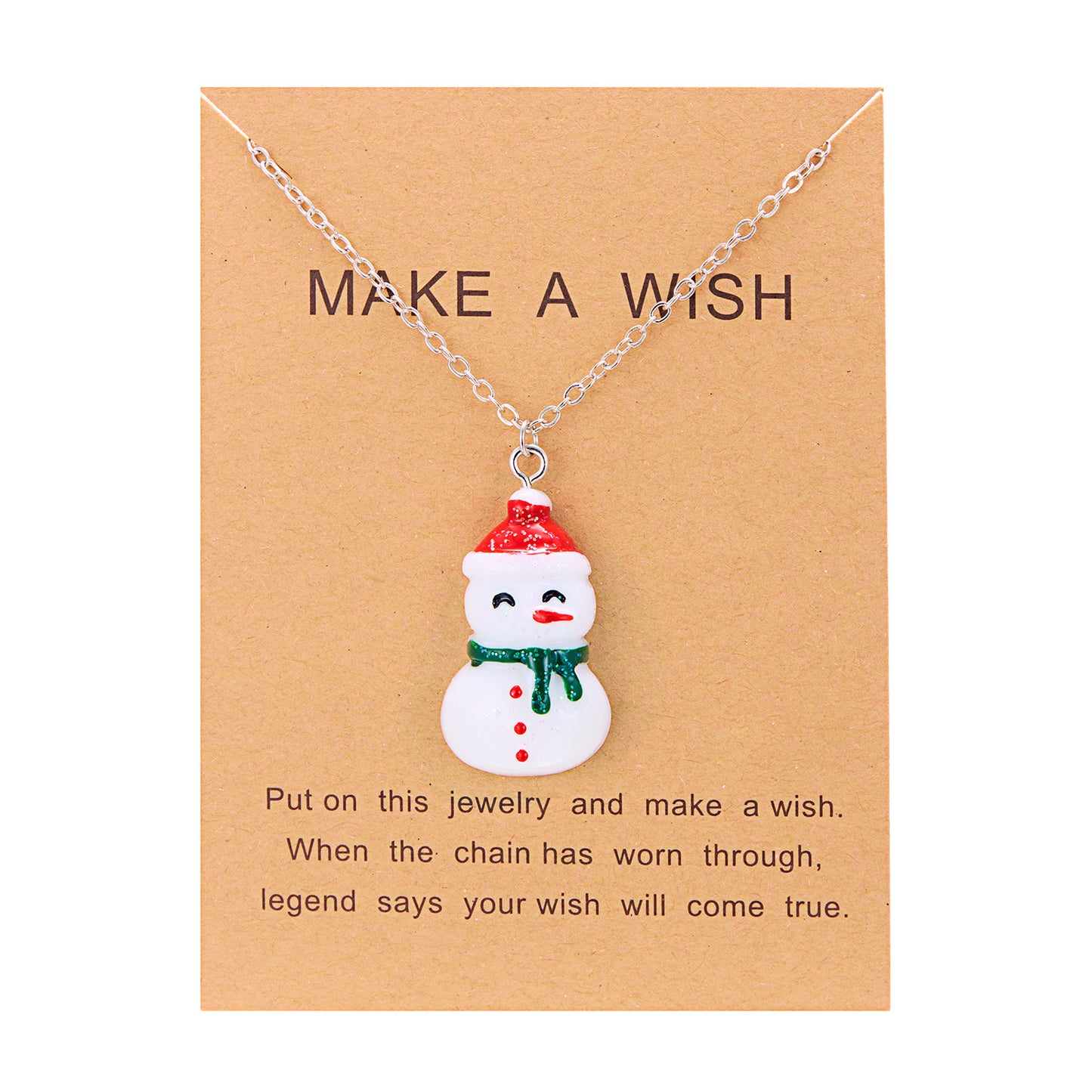 Lindo collar de resina de dibujos animados, colgante de muñeco de nieve de Navidad y Papá Noel, collar de cadena de clavícula para mujer, joyería