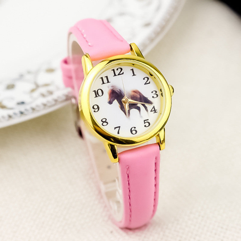 Small Cartoon Children's Leather Belt Watch