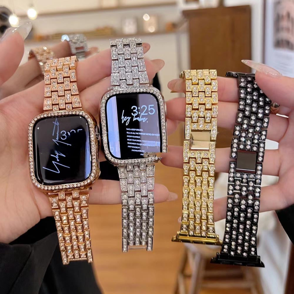 Neutral Diamond Set Metal Stainless Steel Strap