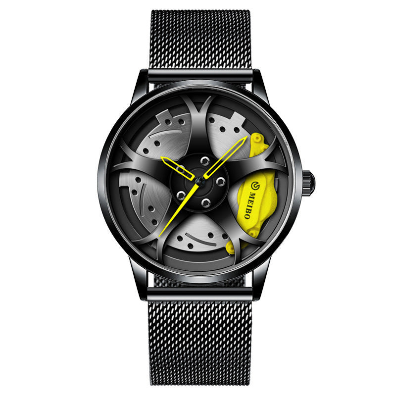 Reloj de cuarzo con forma de cubo de rueda para hombre, tendencia coreana