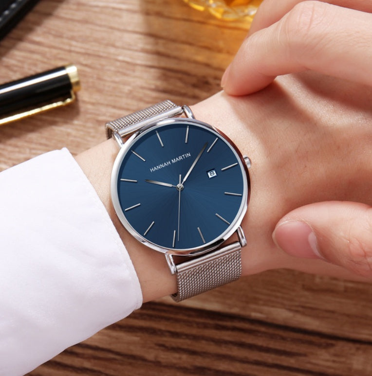 Stainless steel mesh belt quartz watch men