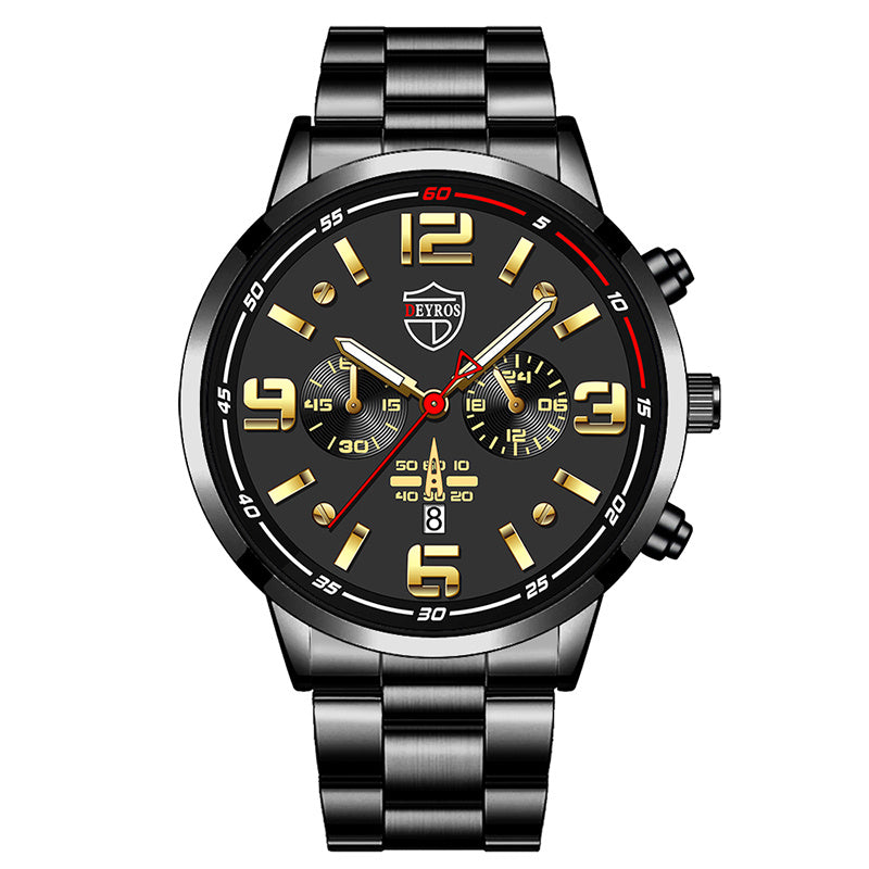 Reloj de cuarzo luminoso con calendario y correa de acero para hombre