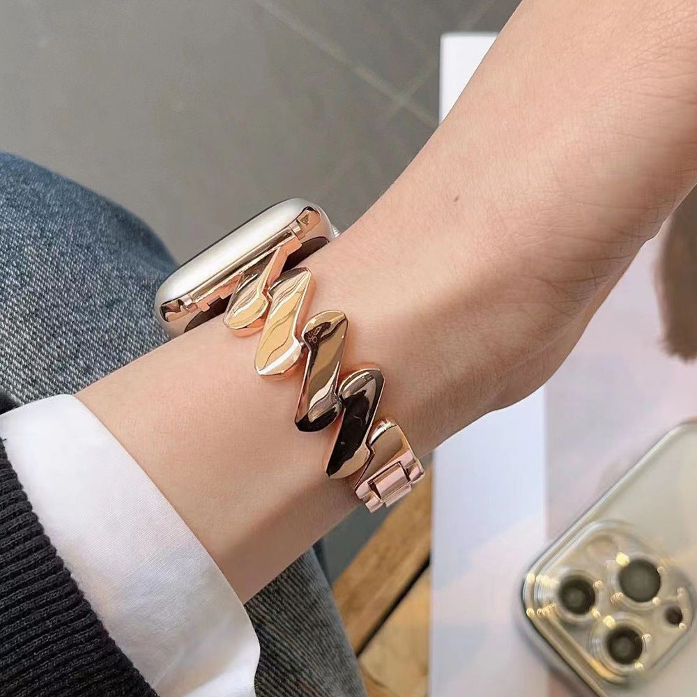 Pulsera de seda con forma de Z y patrón de ondas para reloj