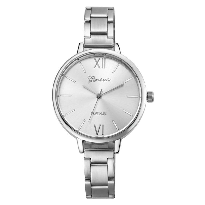 Geneva Fine Strip Steel Alloy Watch Quartz Watch Ladies Watch