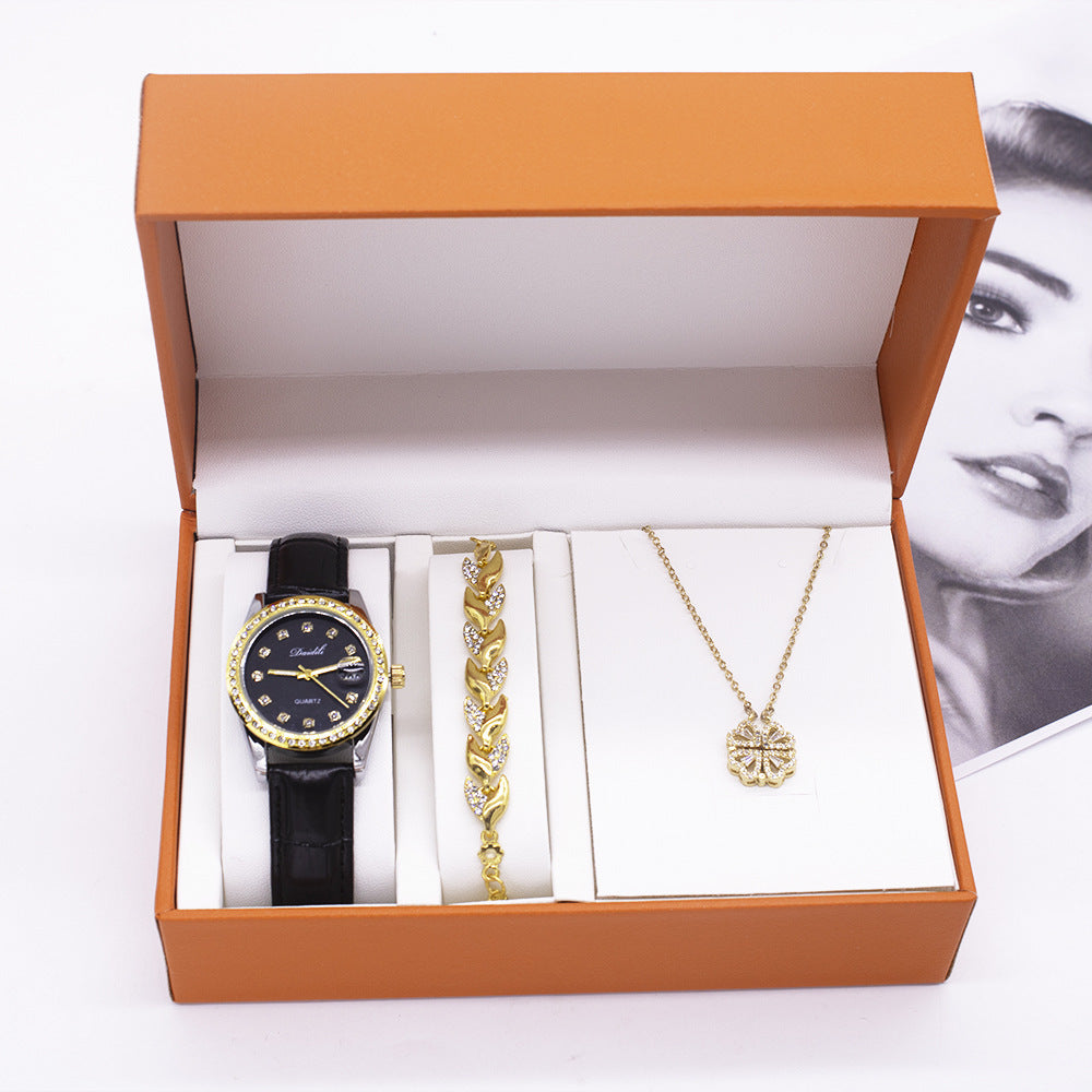 Reloj para mujer, nuevo conjunto de regalo, collar, pulsera, conjunto de tres piezas