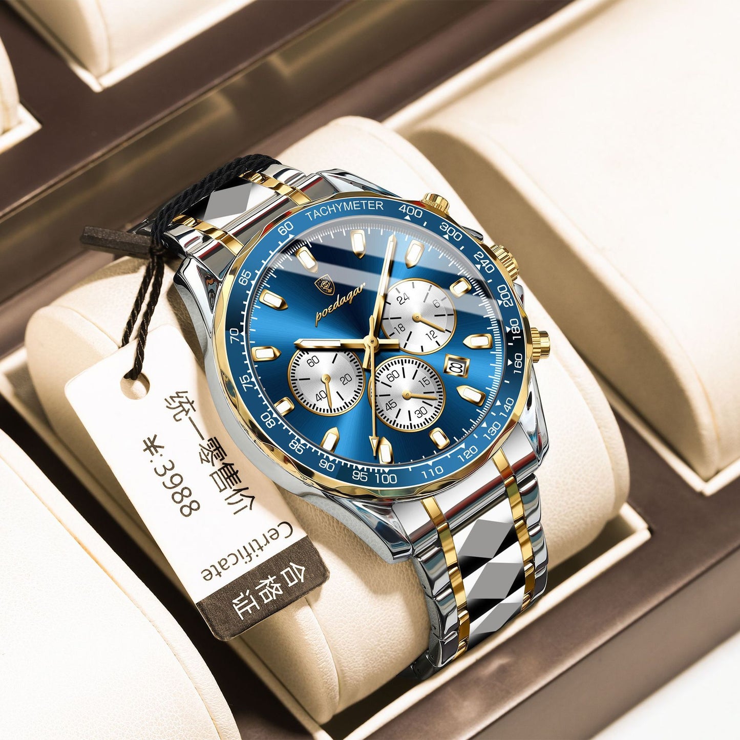 Reloj de cuarzo multifuncional para hombre, luminoso y resistente al agua