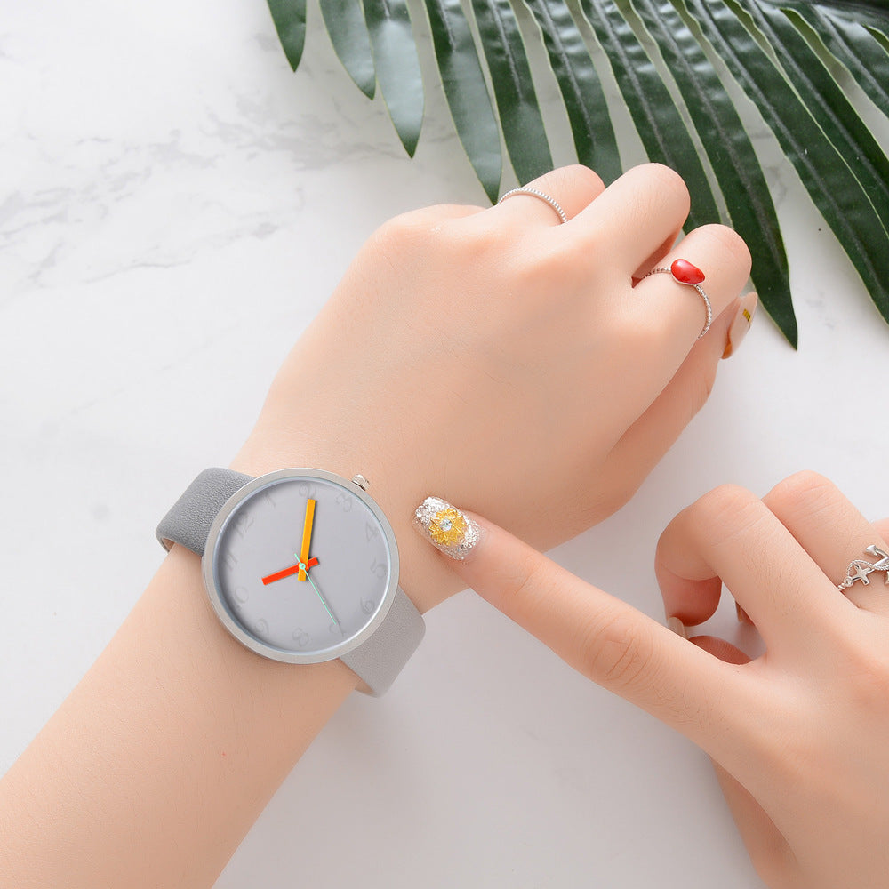 Reloj de mujer Reloj de cuarzo de cuero con contraste gris Relojes de mujer Amantes Reloj de pulsera informal unisex para mujer Reloj femenino