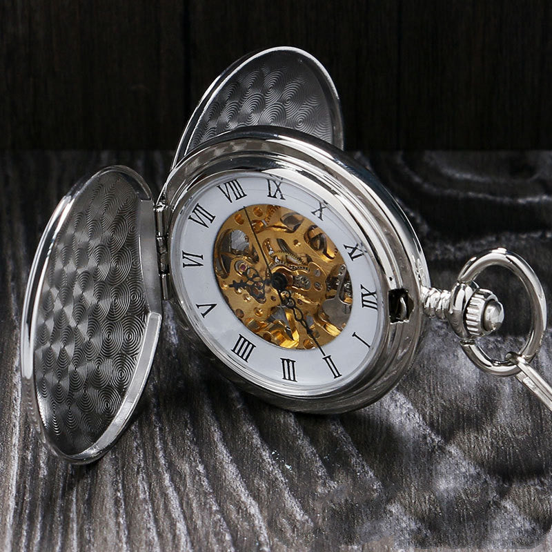 Reloj de bolsillo retro sencillo clásico con tapa abierta doble para hombres y mujeres