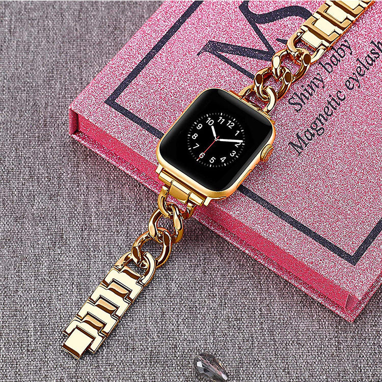 Reloj con cadena vaquera de una sola fila de metal con pequeño incienso