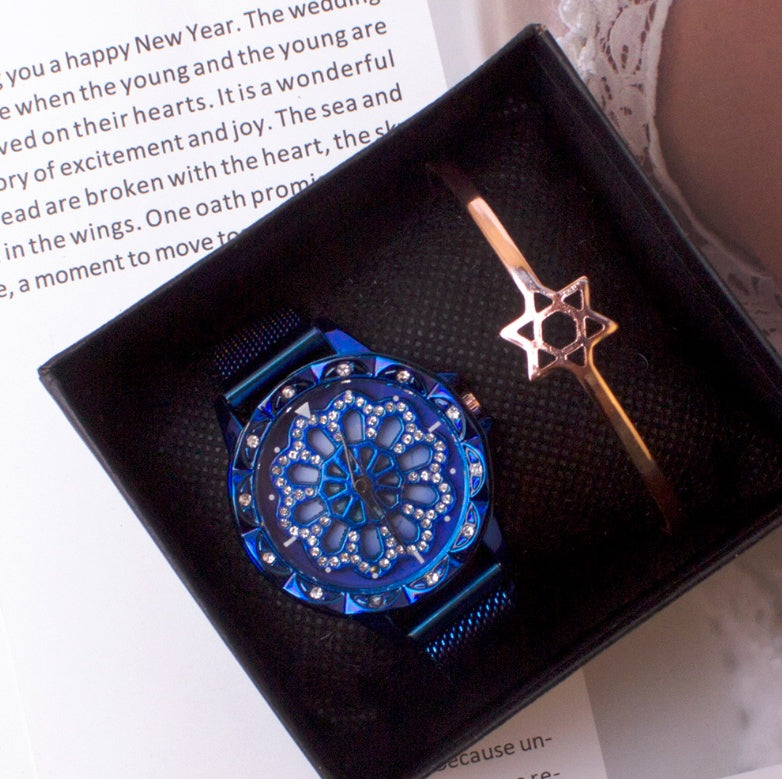 Reloj de esfera giratoria Micro Business Draining Turntable Quartz Ladies Watch