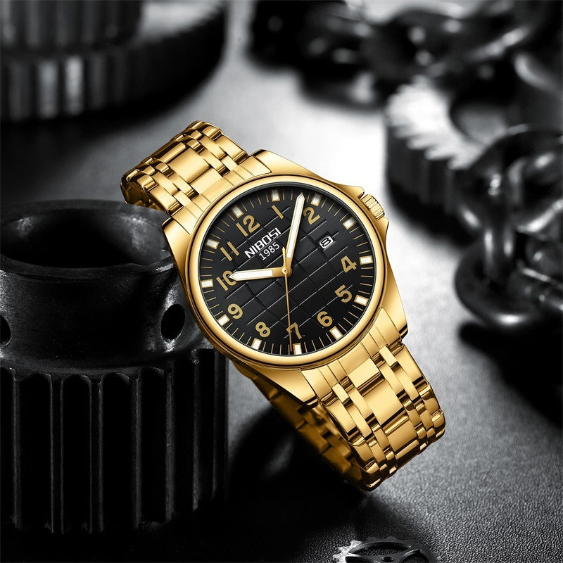 Reloj de acero inoxidable sencillo y moderno para hombre, luminoso, resistente al agua