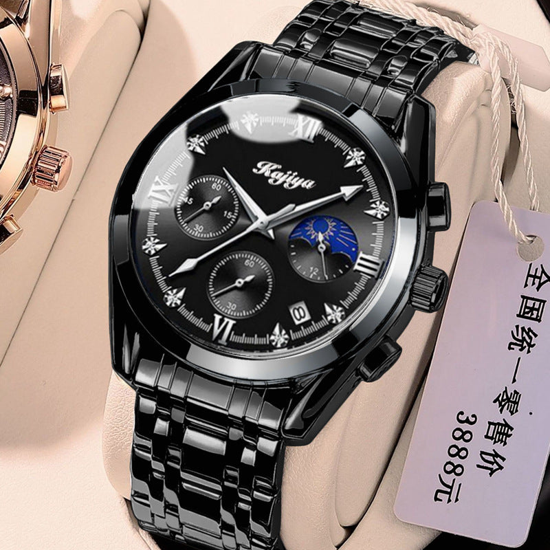 Reloj deportivo de cuarzo con correa de acero y cuero de moda coreana