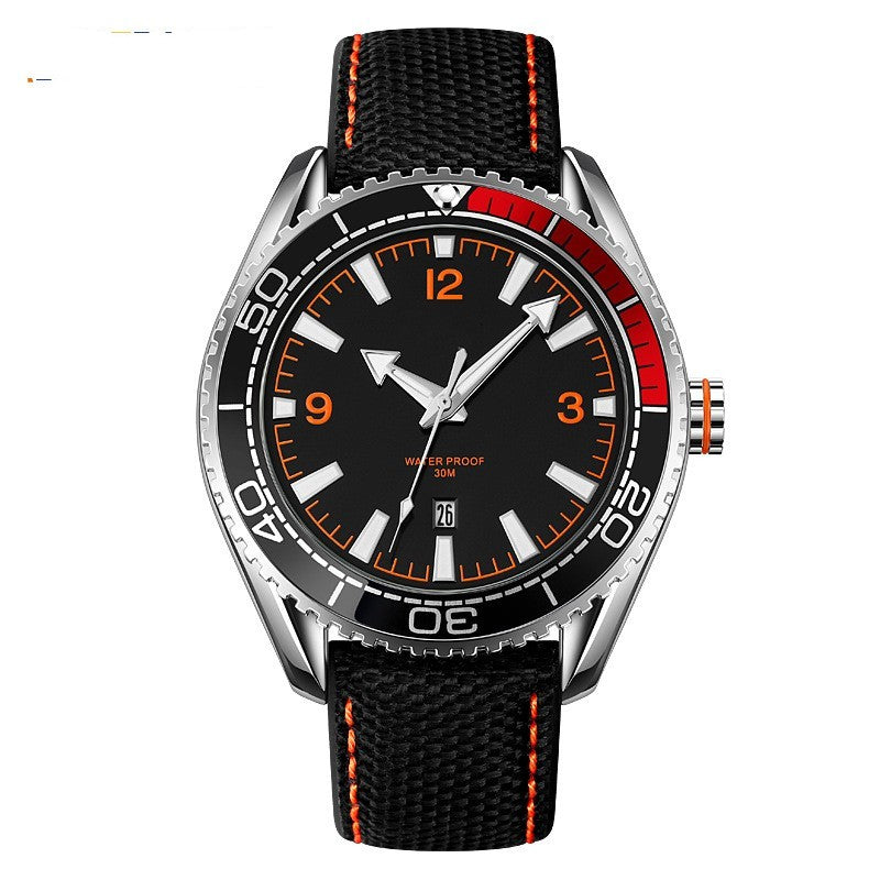 Reloj con correa de cuero para hombre, resistente al agua y con calendario