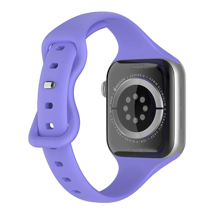 Correa de reloj con hebilla de mariposa y cintura pequeña de silicona de color sólido