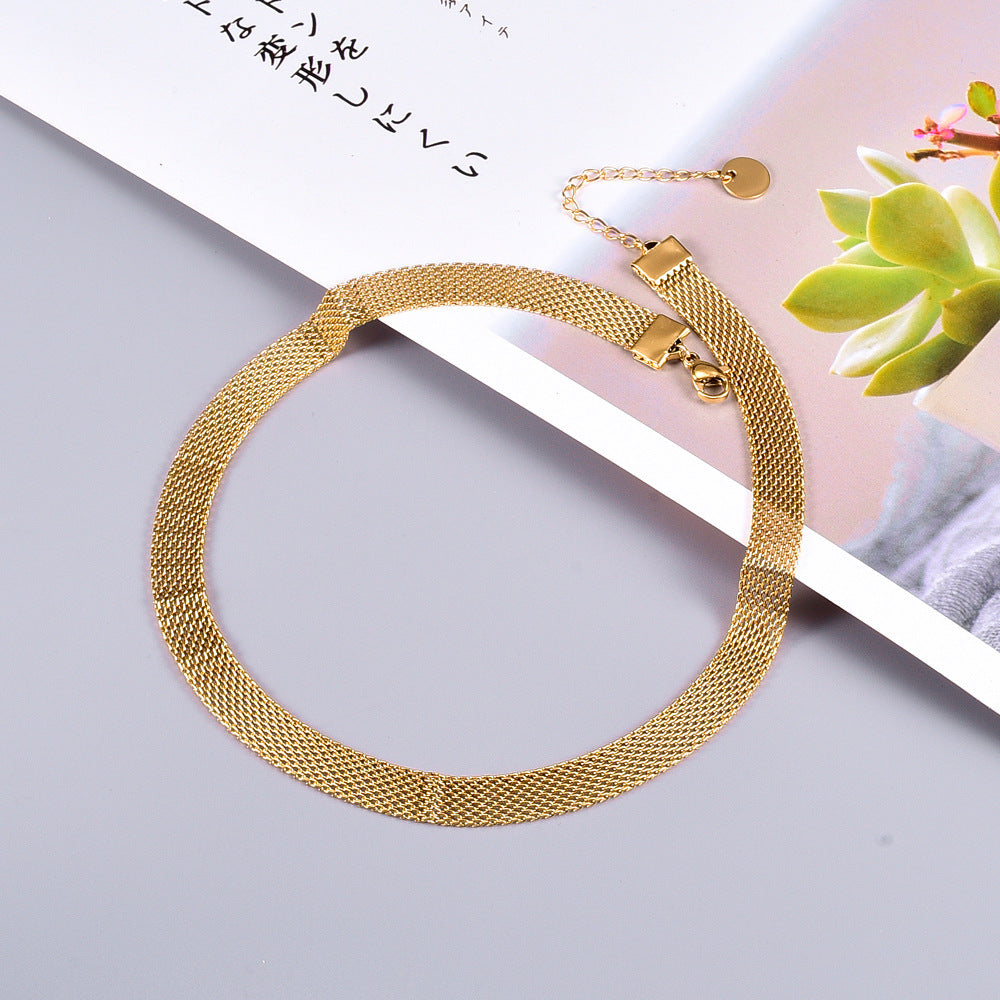 European And American Retro Choker Neck Ornament Mesh Strap Girl Clavicle Chain Watch Style
