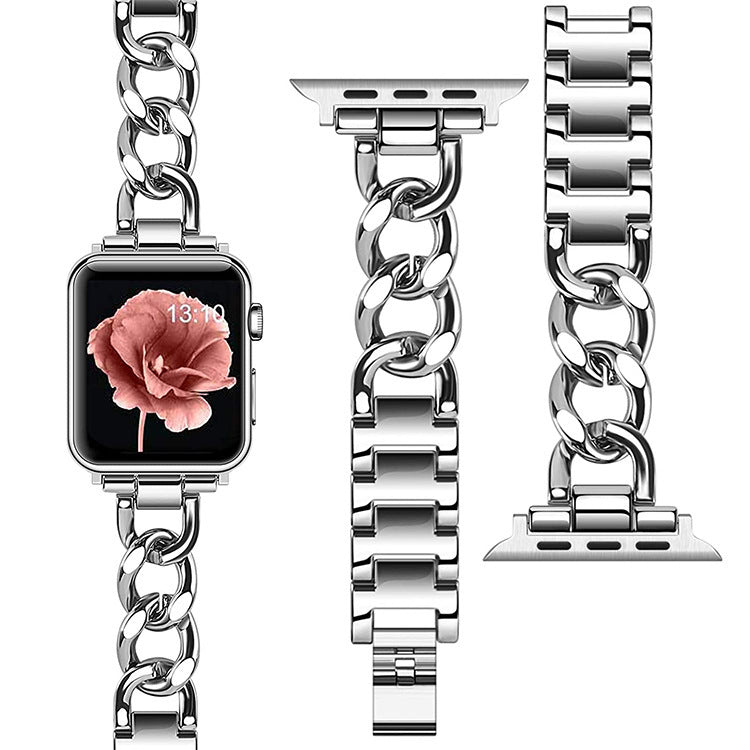 Reloj con cadena vaquera de una sola fila de metal con pequeño incienso