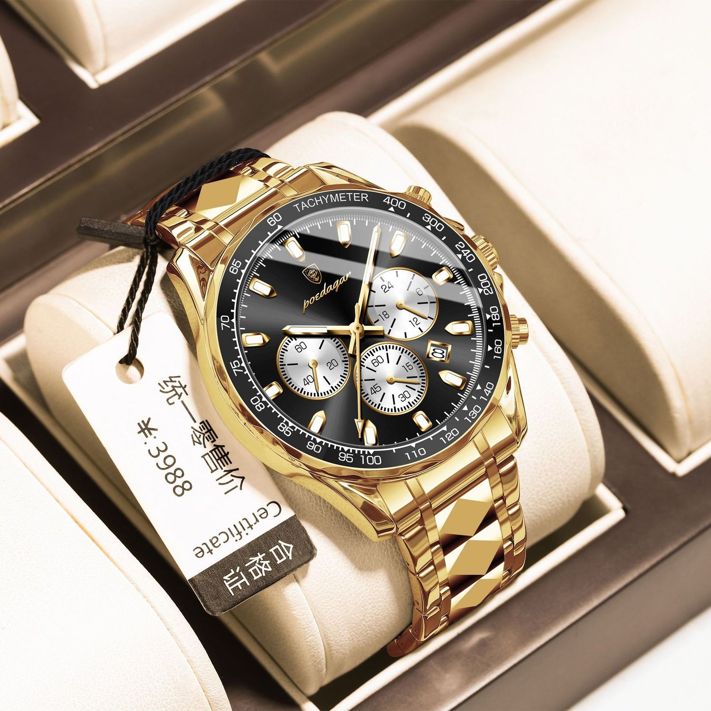 Reloj de cuarzo multifuncional para hombre, luminoso y resistente al agua
