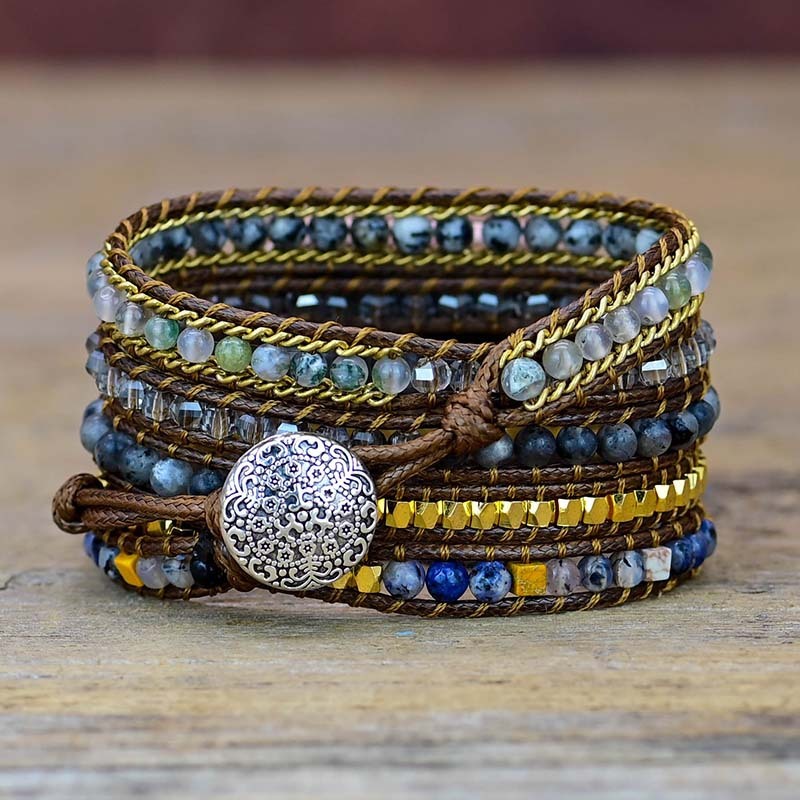 Hot Sale 5 Layers Wrapped Watch Strap Egg Shape Black Glitter