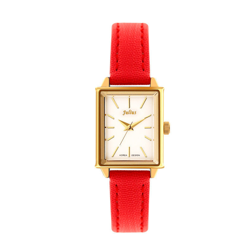 Julius Rectangular Simple Art Retro Wild Belt Quartz Watch Waterproof Ladies Watch