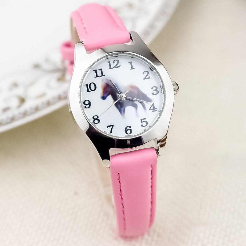 Small Cartoon Children's Leather Belt Watch