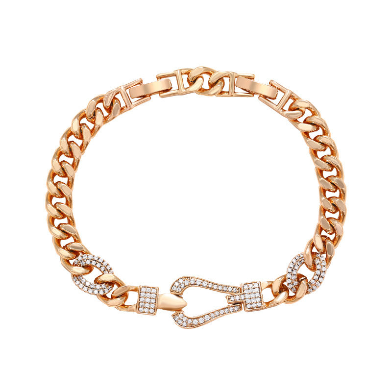 Cadena de reloj de aleación chapada en oro, pulsera de gas Zhongba pequeña de moda
