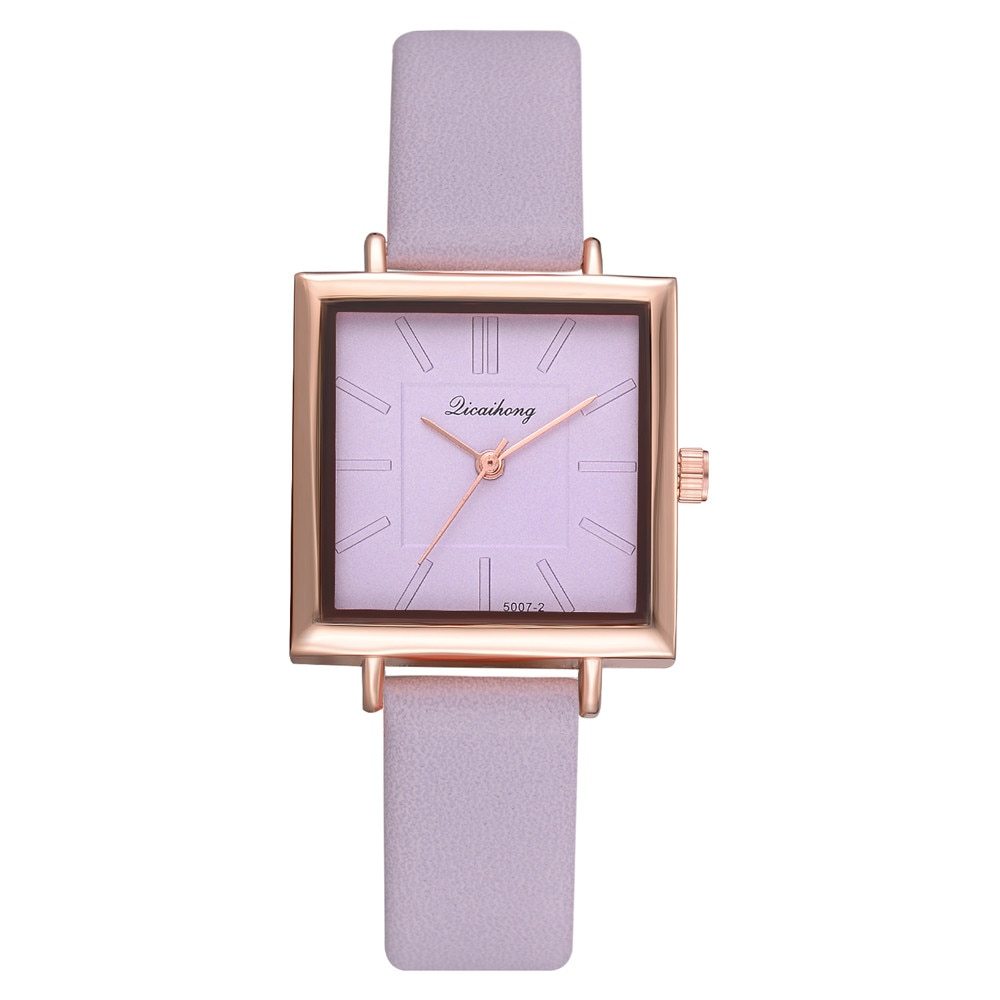 Reloj de pulsera cuadrado para mujer, reloj de pulsera de cuero con cristales, reloj de cuarzo para mujer