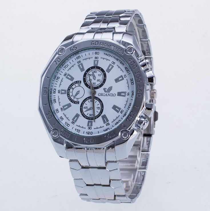 Relojes de acero inoxidable plateados a la moda para hombre, relojes de lujo de primera marca, relojes deportivos para hombre, relojes de pulsera casuales para hombre, reloj masculino