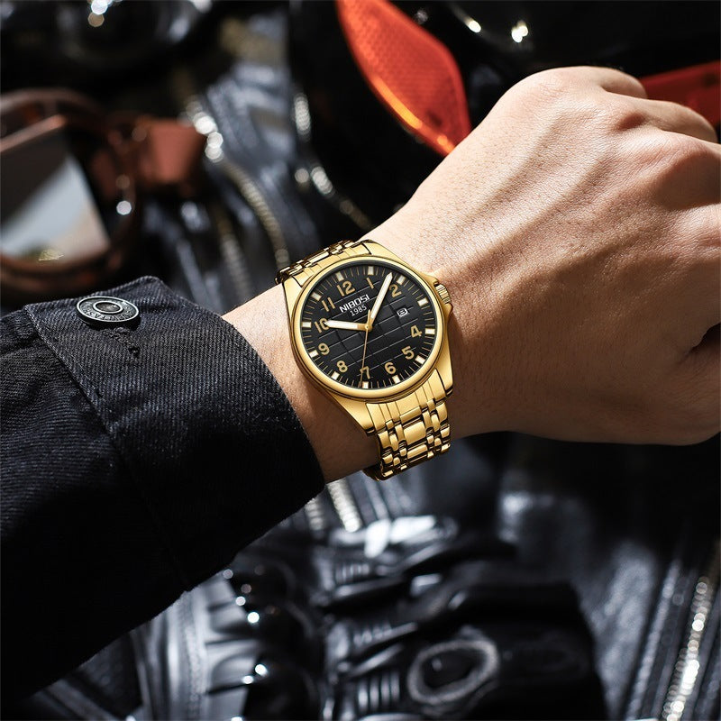 Reloj de acero inoxidable sencillo y moderno para hombre, luminoso, resistente al agua