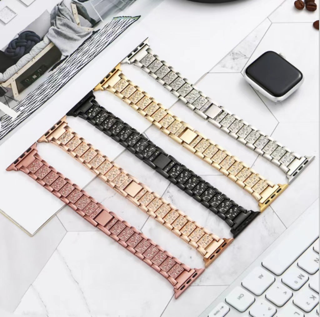 Correa de cadena de joyería para reloj Apple, pulsera Ultra de 49 mm, 40 mm, 44 mm, 42 mm y 38 mm, con diamantes, para iWatch SE 6, 7, 8, 9, 45 mm y 41 mm