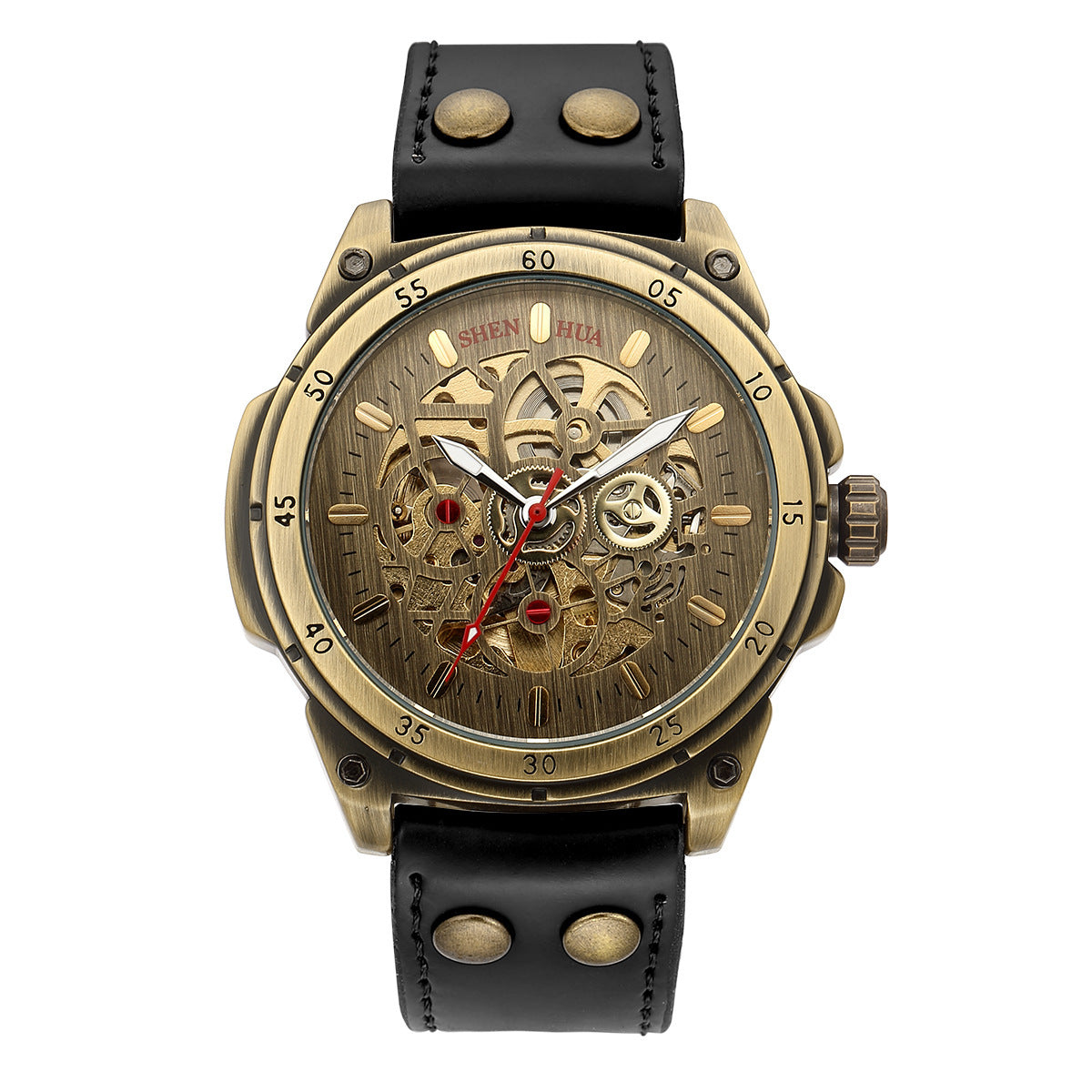 Men's Fashion Casual Hollow Nostalgic Style Automatic Mechanical Watch