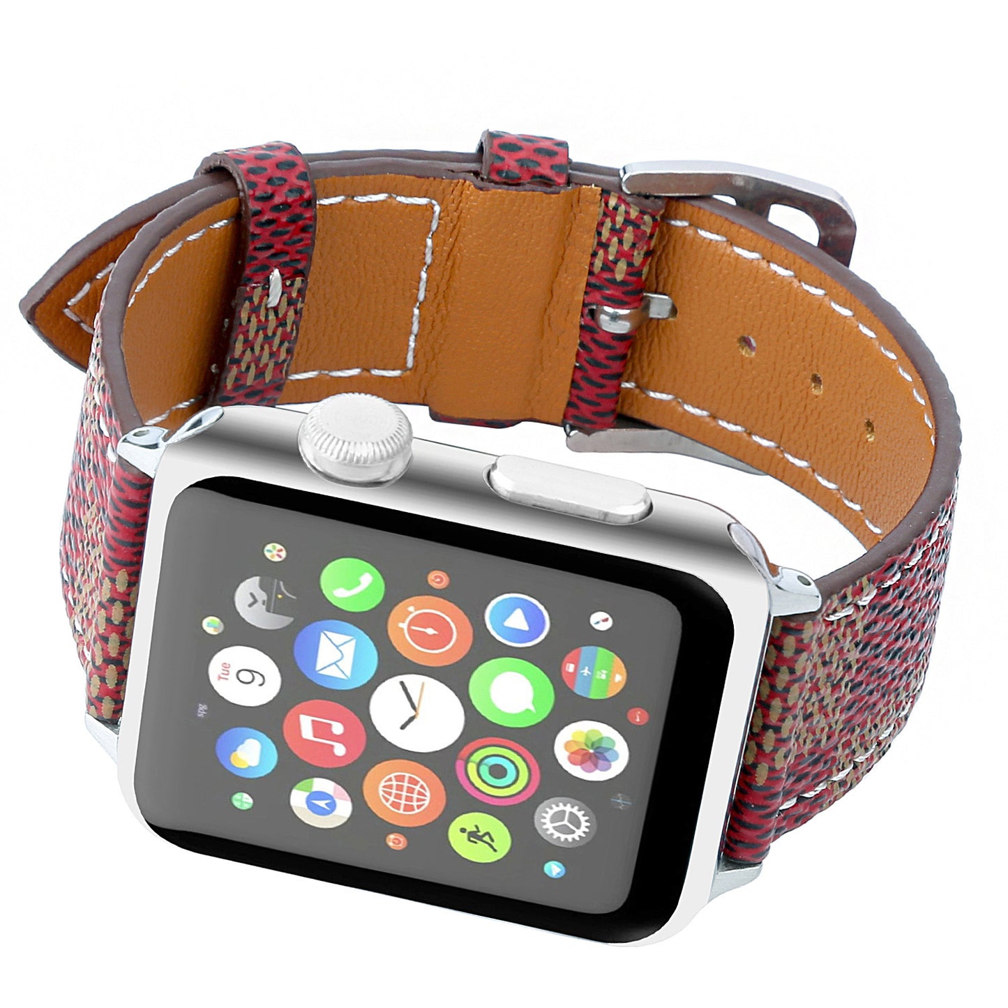 Compatible con Apple, correa de reloj, correa de iWatch, correa de cuero a cuadros para iWatch